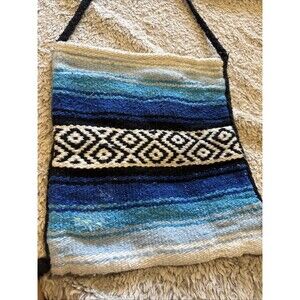 Woven Serape Crossbody Bag Womens Medium Blue Good Boho Southwest